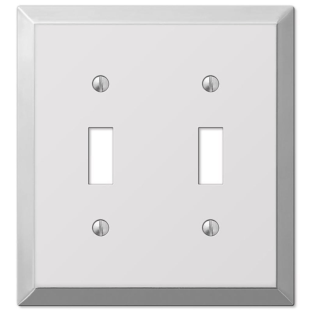 Amerelle 161TT Century Polished Chrome Light Gray 2 gang Stamped Steel Toggle Wall Plate 1/Pack