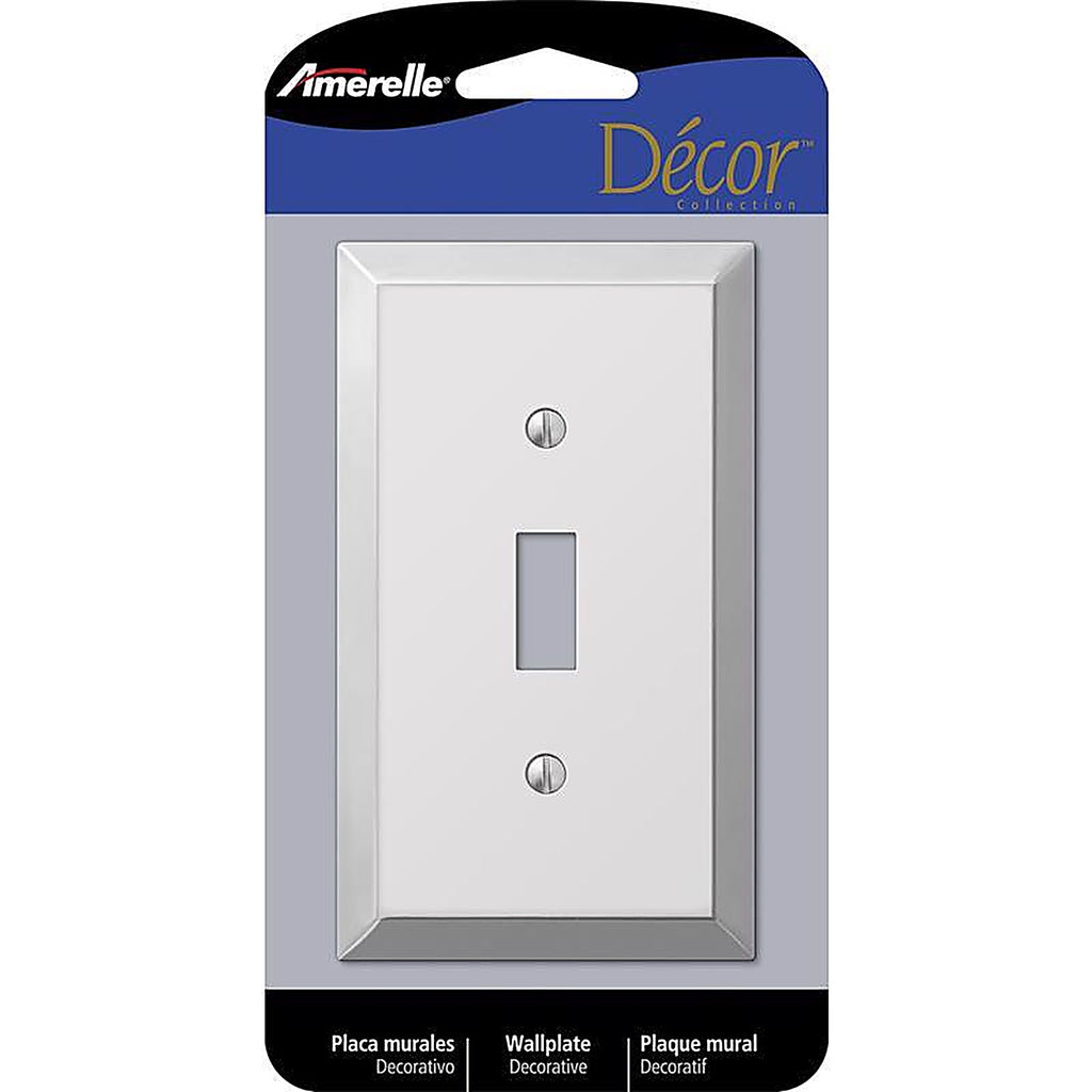 Amerelle 161T Century Polished Chrome Light Gray 1 gang Stamped Steel Toggle Wall Plate 1/Pack