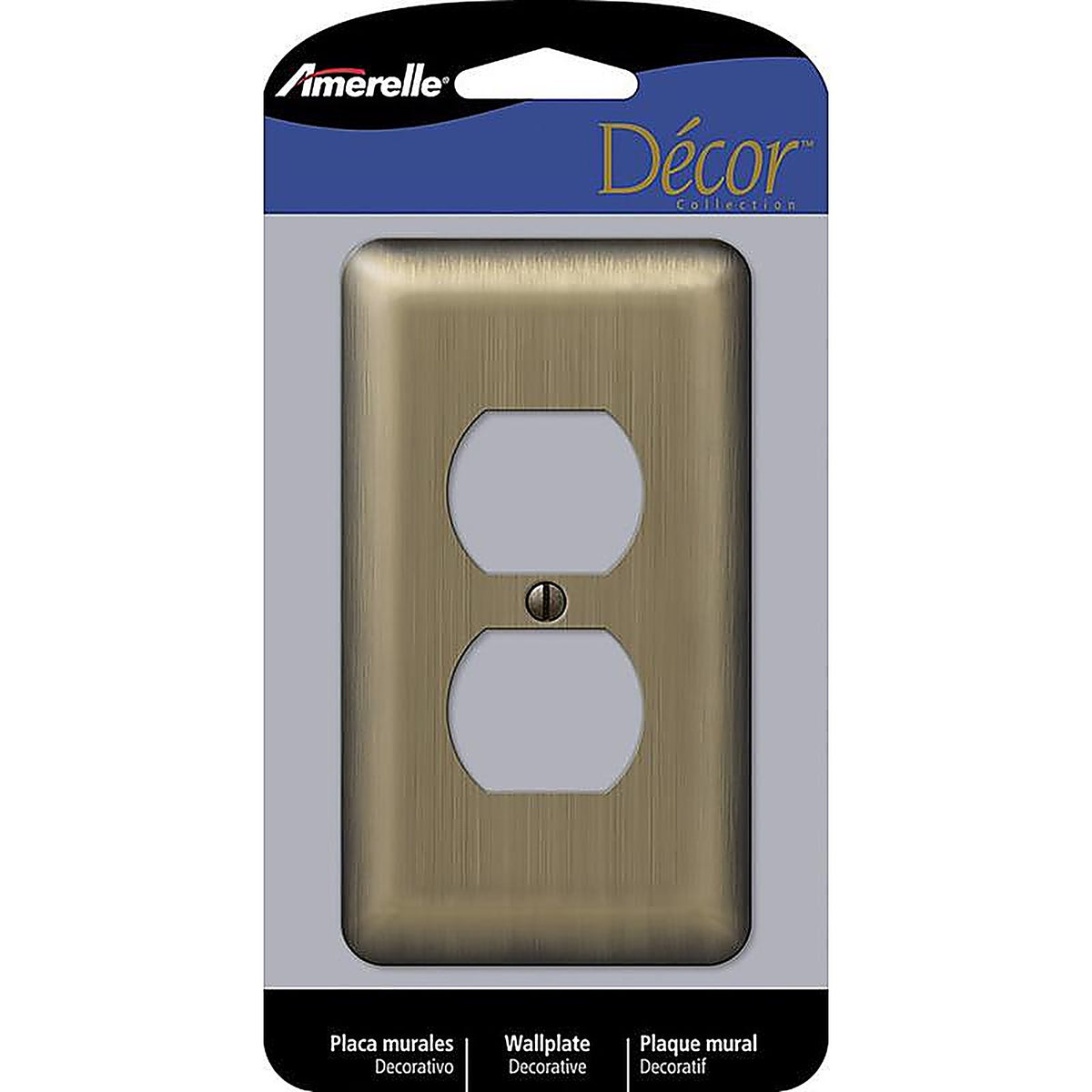 Amerelle 154D Devon Brushed Brass Brass 1 gang Stamped Steel Duplex Outlet Wall Plate 1/Pack