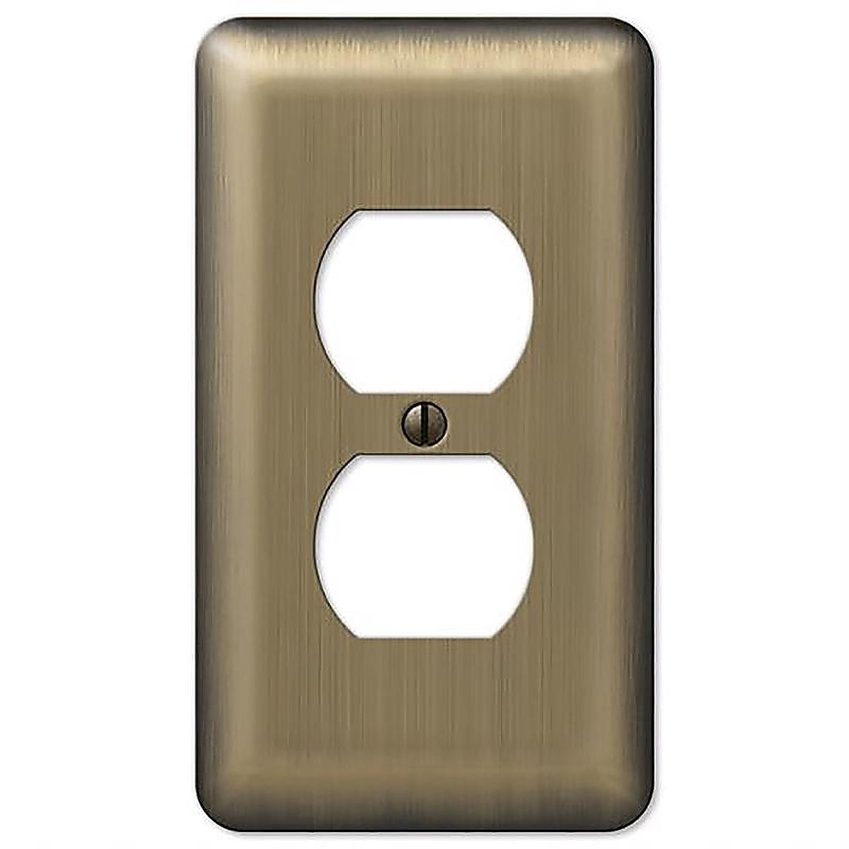 Amerelle 154D Devon Brushed Brass Brass 1 gang Stamped Steel Duplex Outlet Wall Plate 1/Pack