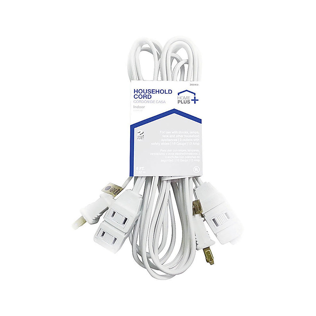 Home Plus IN162PT206WHHP Indoor 6 ft. L White Extension Cord 16/2 SPT-2