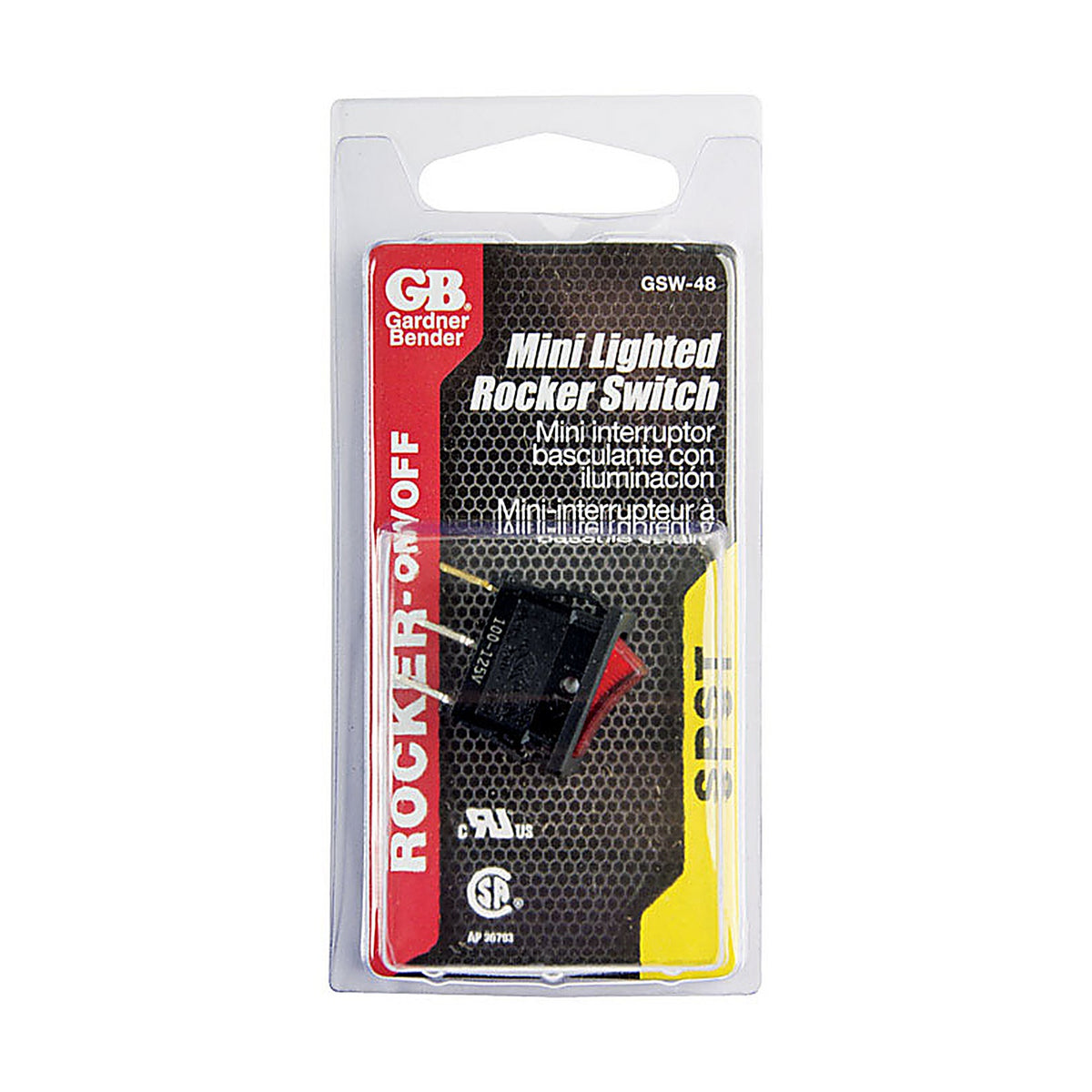 Gardner Bender GSW-48 Rocker Switch Black/Red 1/Pack