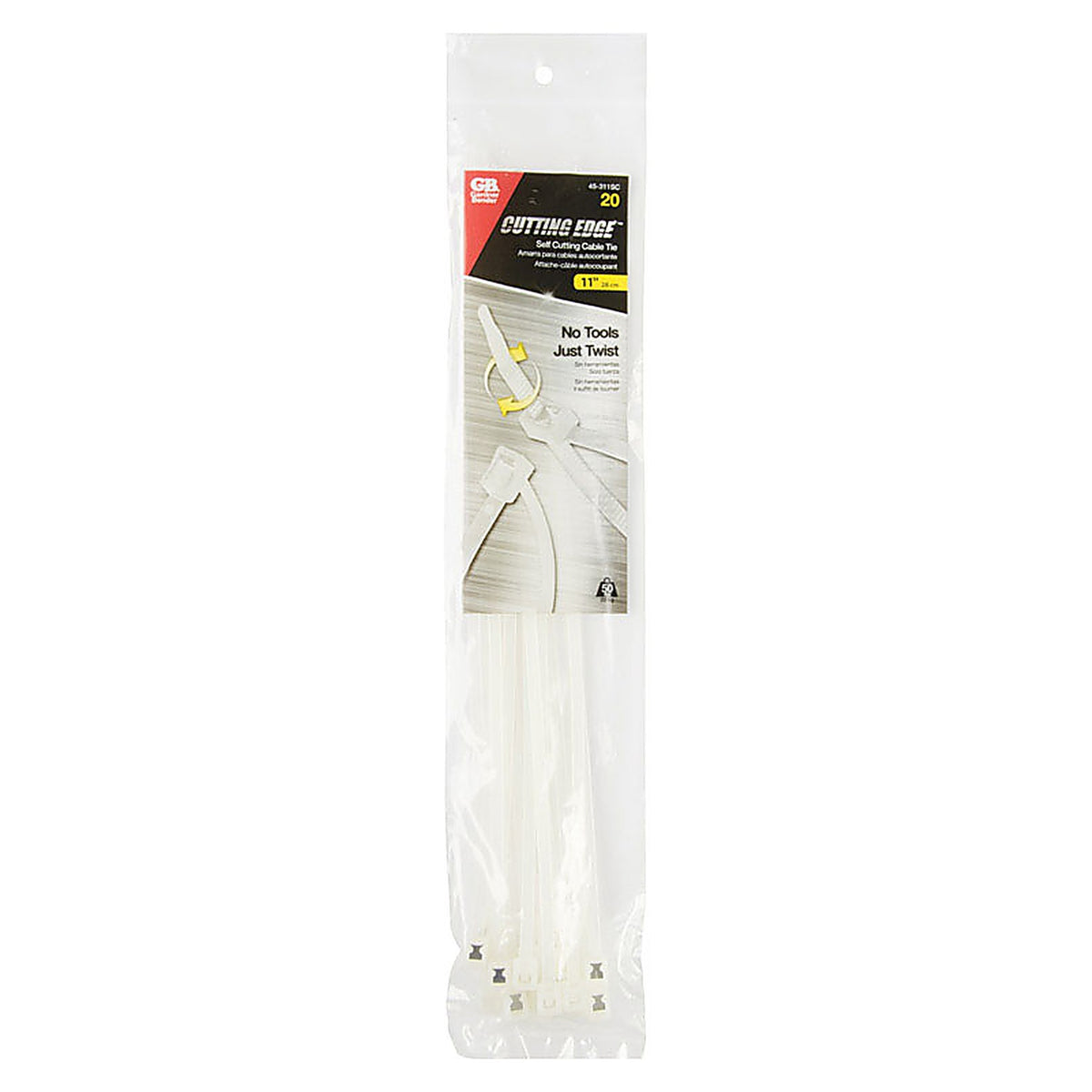 Gardner Bender 45-311SC 11 in. L Clear Self-Cutting Cable Tie 20/Pack