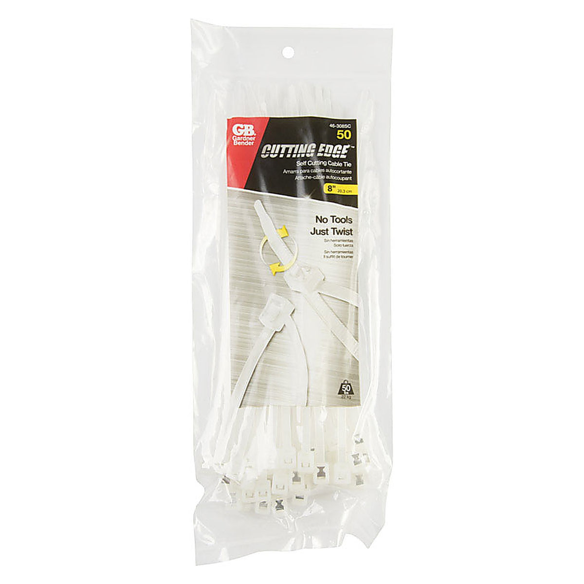 Gardner Bender 46-308SC 8 in. L Clear Self-Cutting Cable Tie 50/Pack