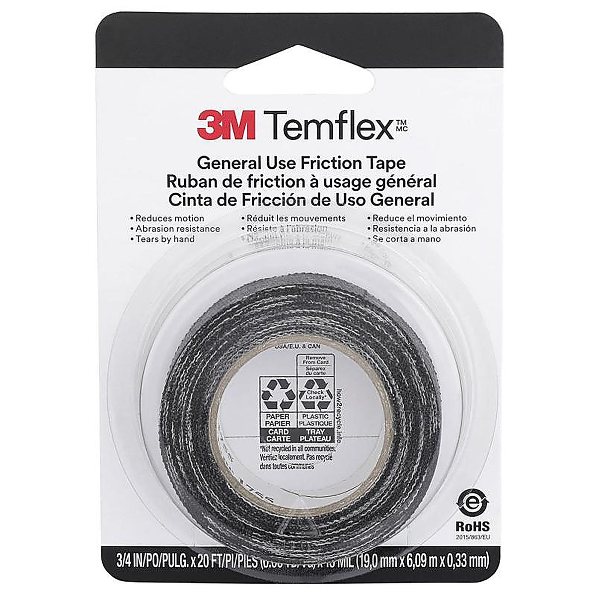 3M 3407NA-BA-6 0.708 in. W x 240 in. L Black Cotton Cloth Friction Tape
