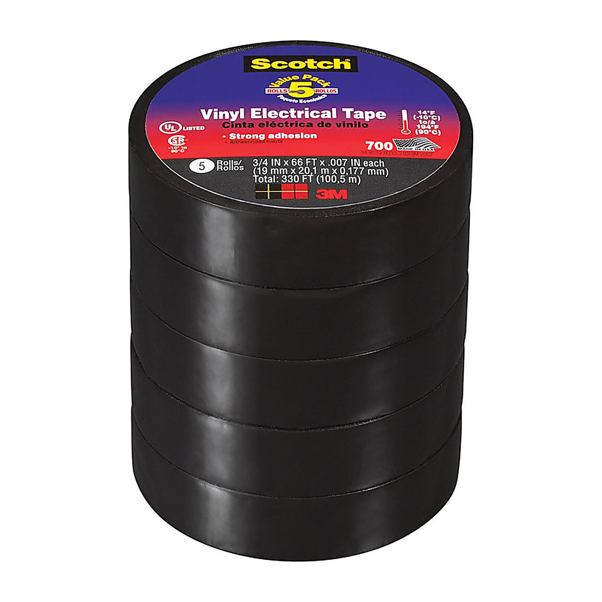 3M 24413-BA-6 Scotch 3/4 in. W x 66 ft. L Black Vinyl Electrical Tape