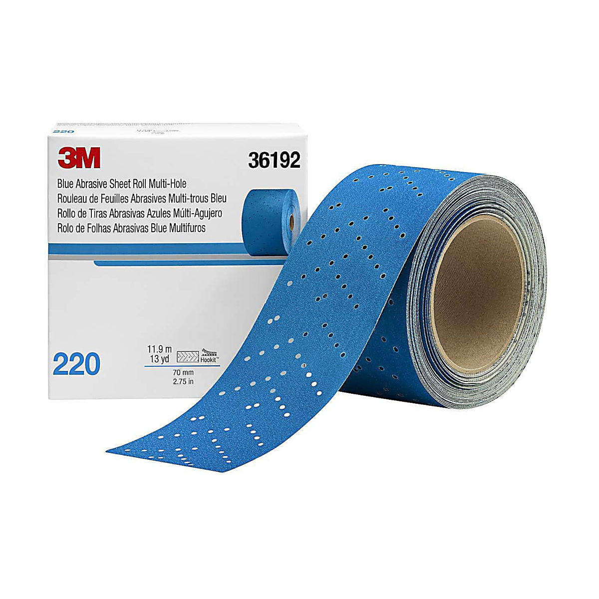 3M 36192 Hookit Blue Abrasive Sheet Roll Multi-hole 2.75 in x 13 y, 220 UU004899892