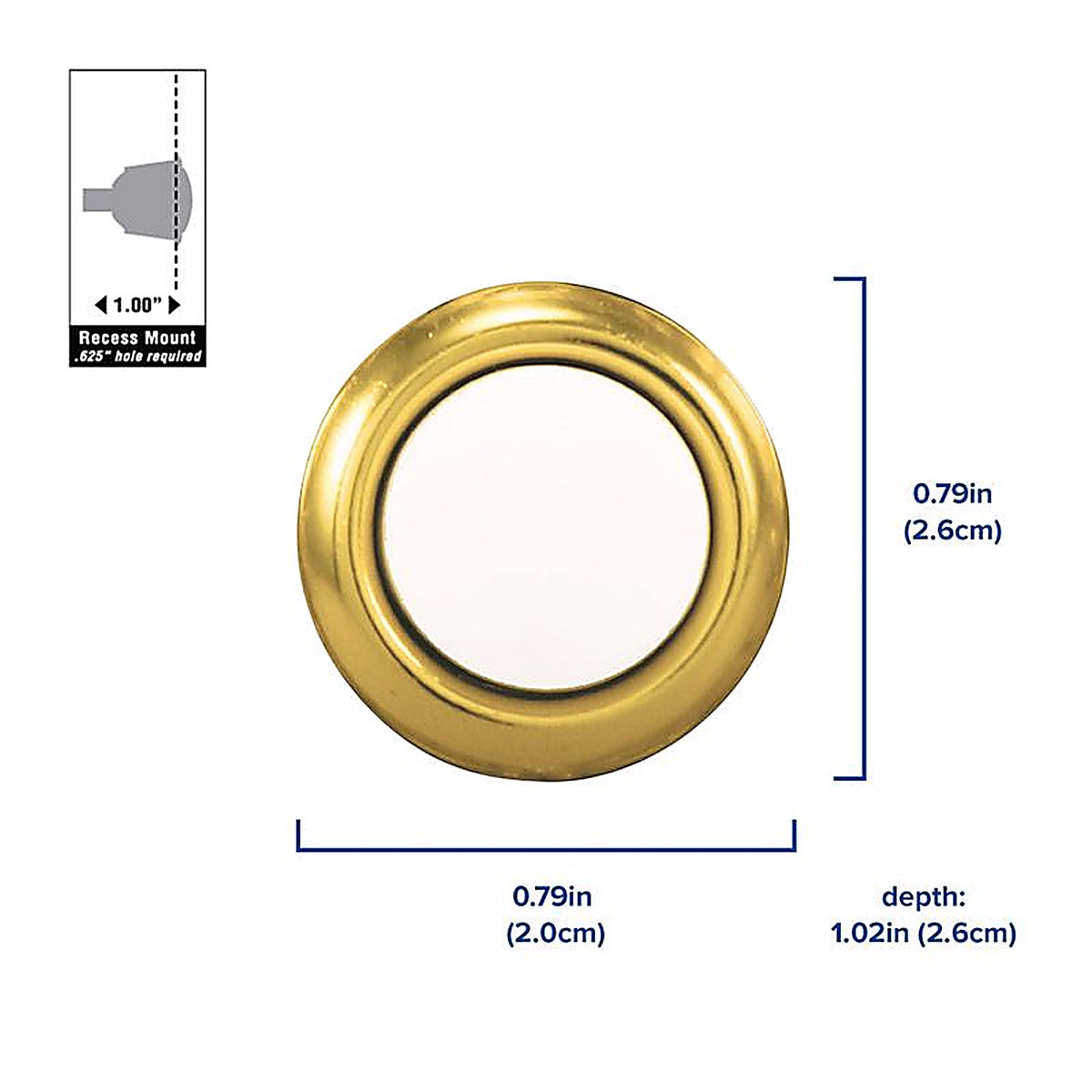 Heath-Zenith SL-765-00 Polished Brass Gold/White Metal Wired Pushbutton Doorbell