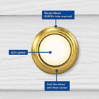 Heath-Zenith SL-765-00 Polished Brass Gold/White Metal Wired Pushbutton Doorbell