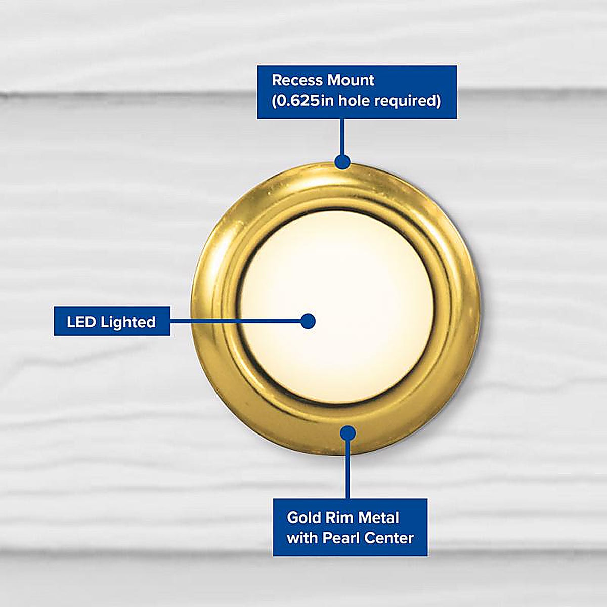 Heath-Zenith SL-765-00 Polished Brass Gold/White Metal Wired Pushbutton Doorbell
