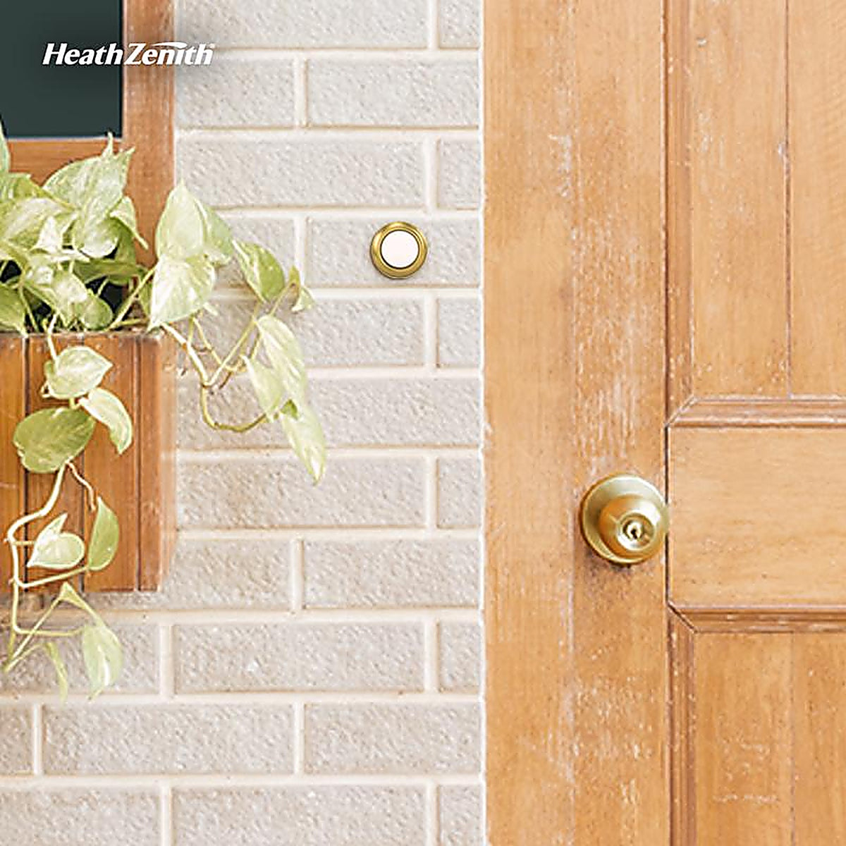 Heath-Zenith SL-765-00 Polished Brass Gold/White Metal Wired Pushbutton Doorbell