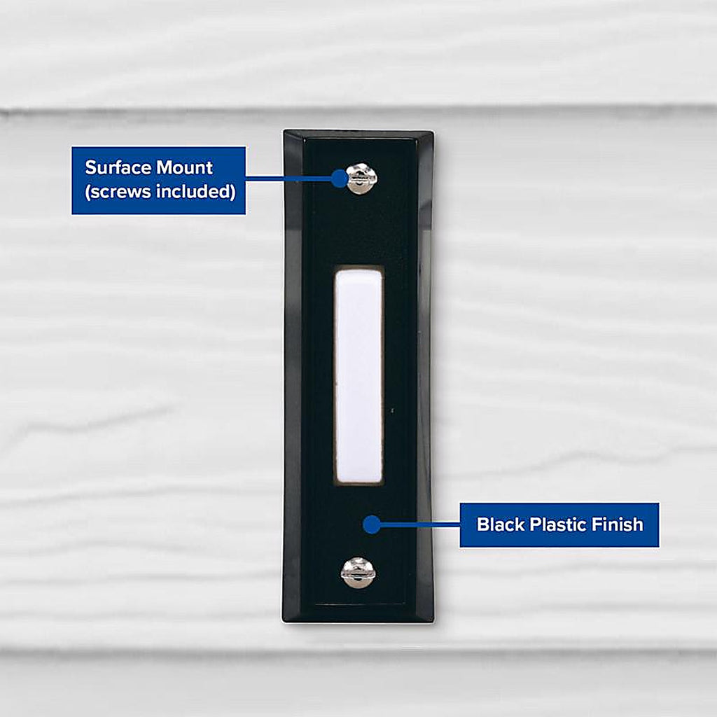Heath-Zenith SL-664-03 Black Plastic Wired Pushbutton Doorbell