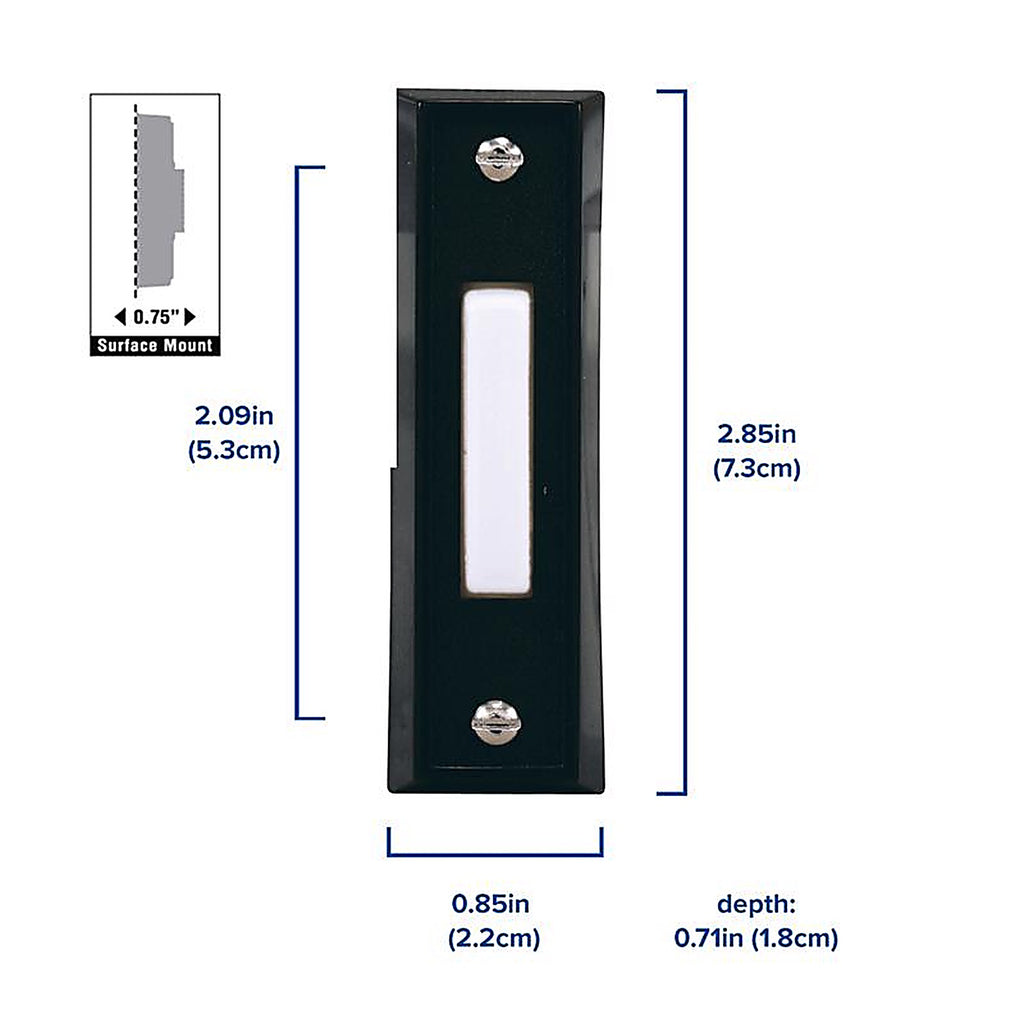 Heath-Zenith SL-664-03 Black Plastic Wired Pushbutton Doorbell