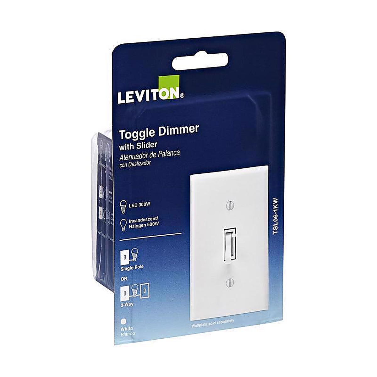 Leviton TSL06-1KW White 600 watt Toggle Dimmer Switch 1/Pack