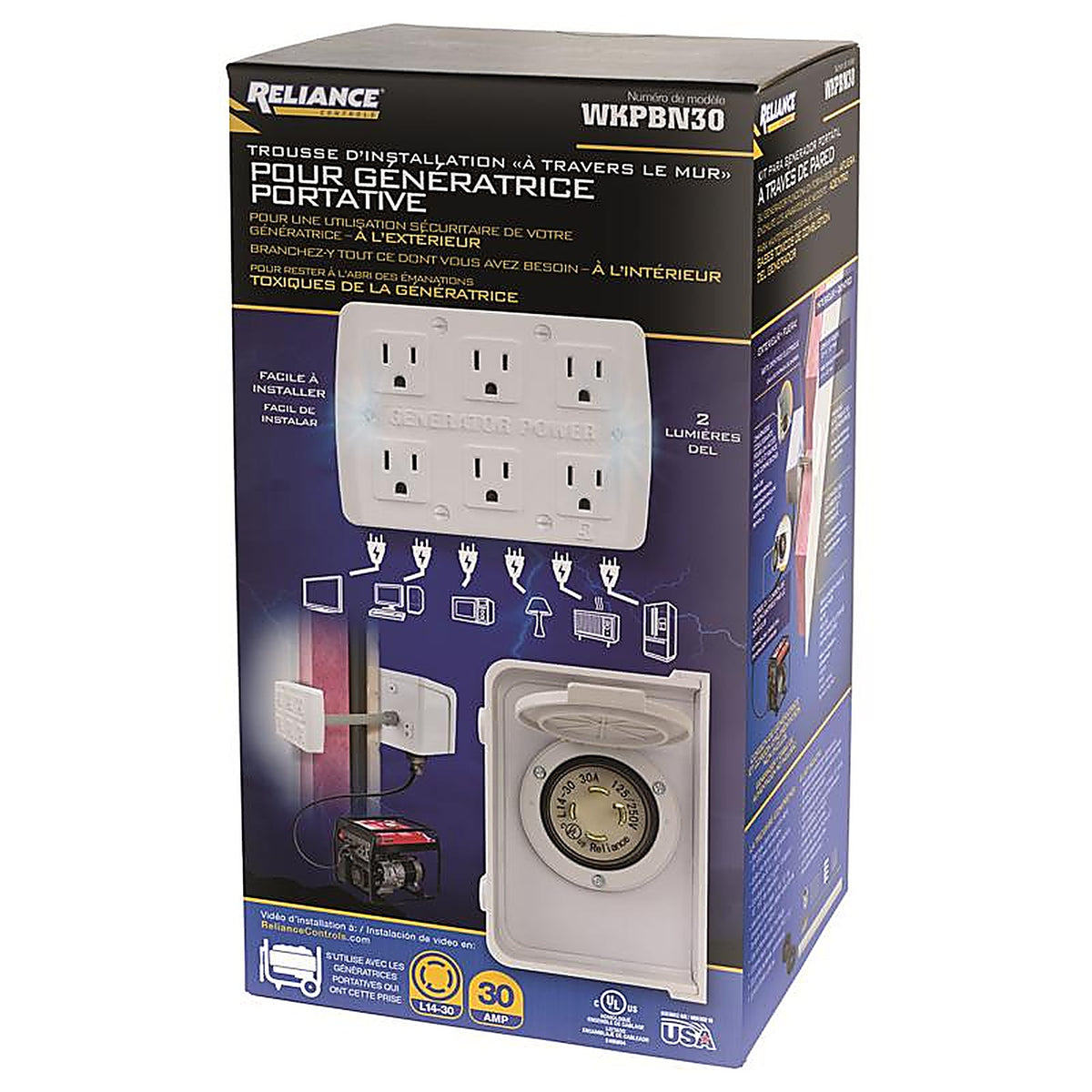 Reliance WKPBN30 30 amps 125 volt 6 circuits Surface Mount Generator Power Transfer Kit