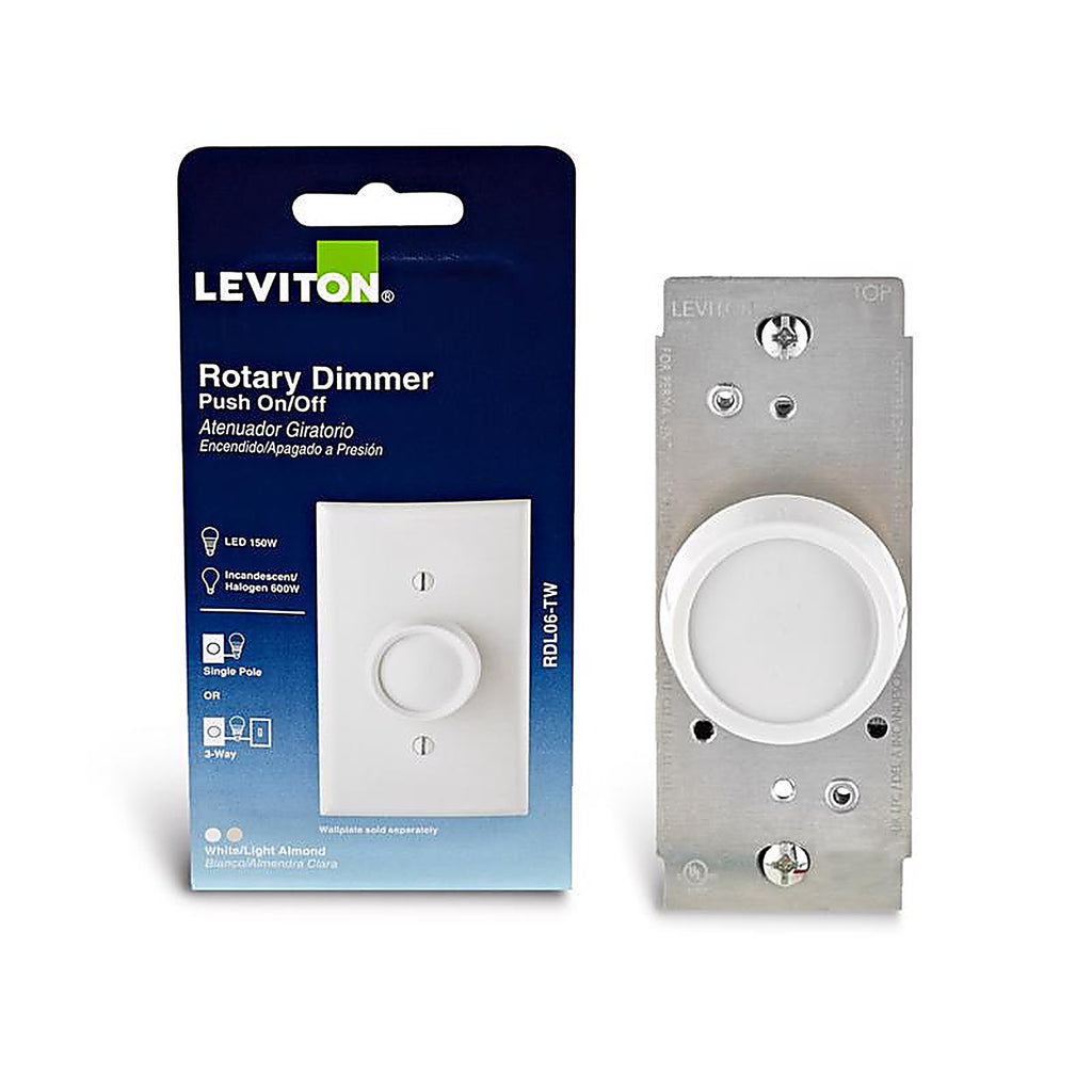 Leviton RDL06-TW Trimatron Light Almond & White 600 watt Rotary Dimmer Knob