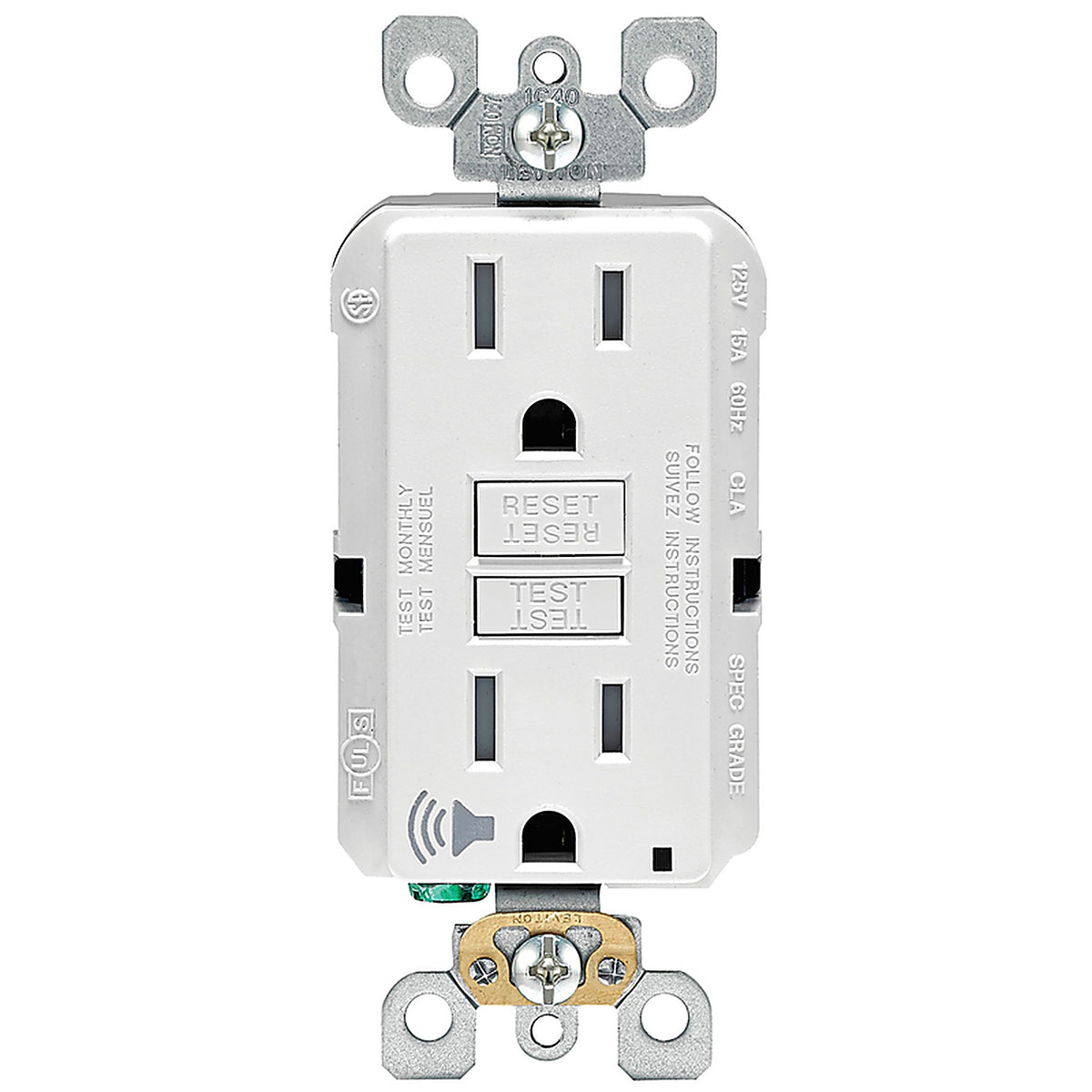 Leviton GFTA1-W 15 amps 125 volt White Audible Outlet 5-15R