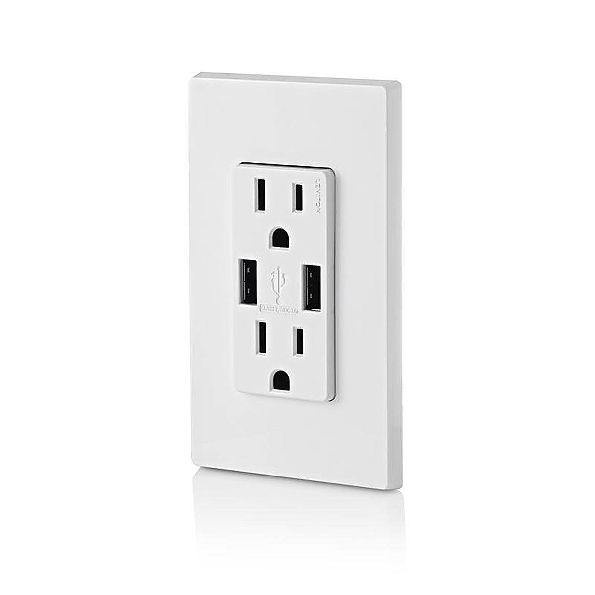 Leviton T5632-3BW Decora 15 amps 125 volt White Outlet and USB Charger 5-15R