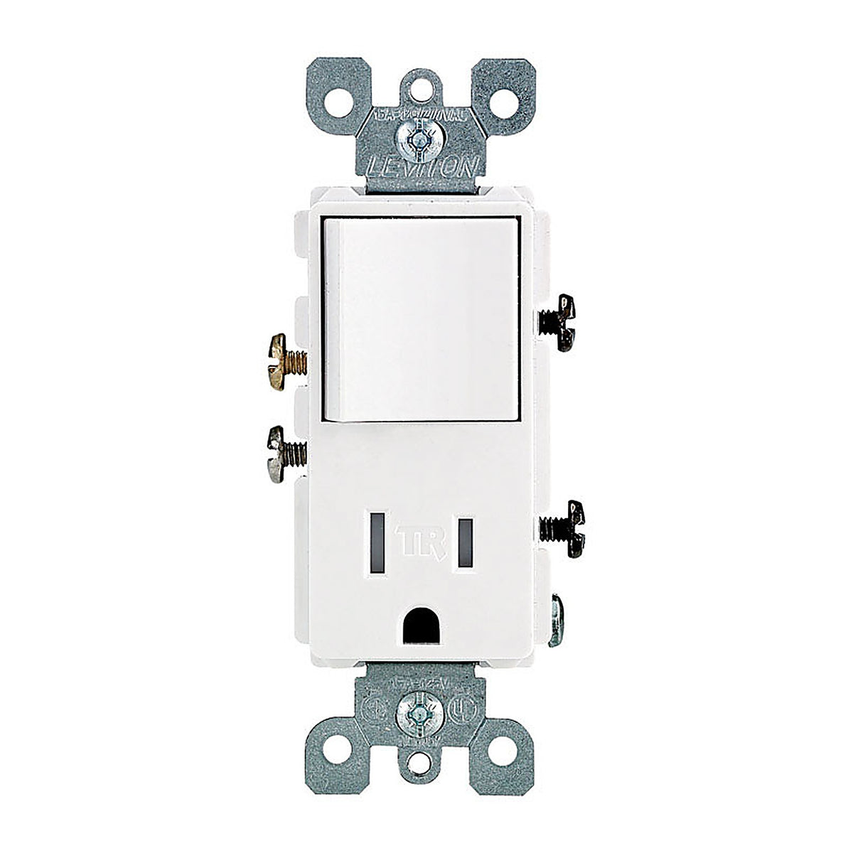 Leviton T5625-W Decora 15 amps 125 volt White Combination Switch/Outlet 5-15 R