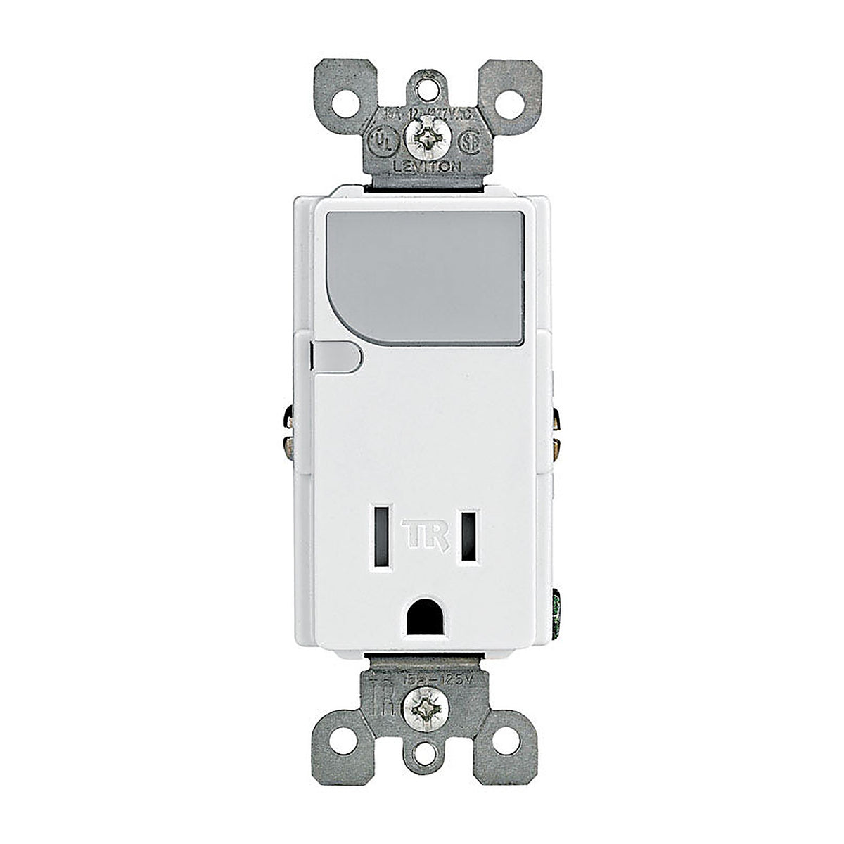 Leviton T6525-W Decora 15 amps 125 volt White Outlet/Guide Light 5-15R 1/Pack