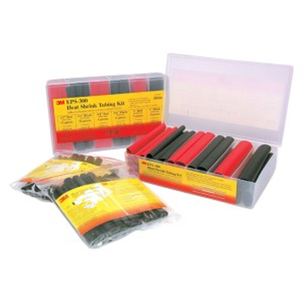 3M 38444 Heat Shrink Tubing, Thin-Wall Flexible Polyolefin Adhesive-Lined Tubing EPS-300, 3/8 inch, black and red