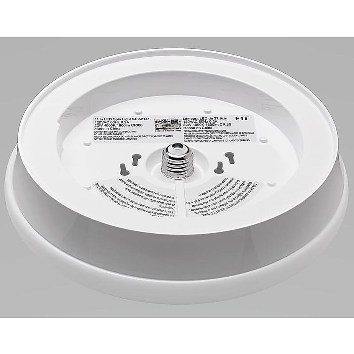 ETI 54652141 Spin Light 4.2 in. H x 11 in. W x 11 in. L White LED Ceiling Spin Light