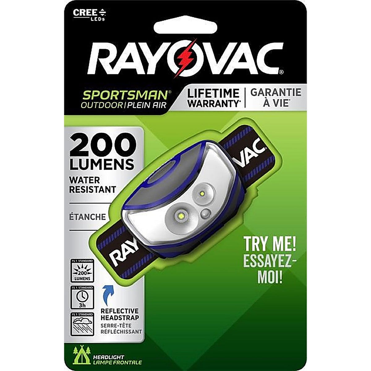 Rayovac SPPHL3AAA-BXT Sportsman 200 lumens Multicolored LED Head Lamp AAA Battery