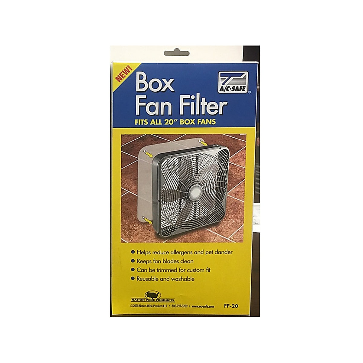 A/C Safe FF-20 20 in. W x 20 in. H Polyester Box Fan Filter
