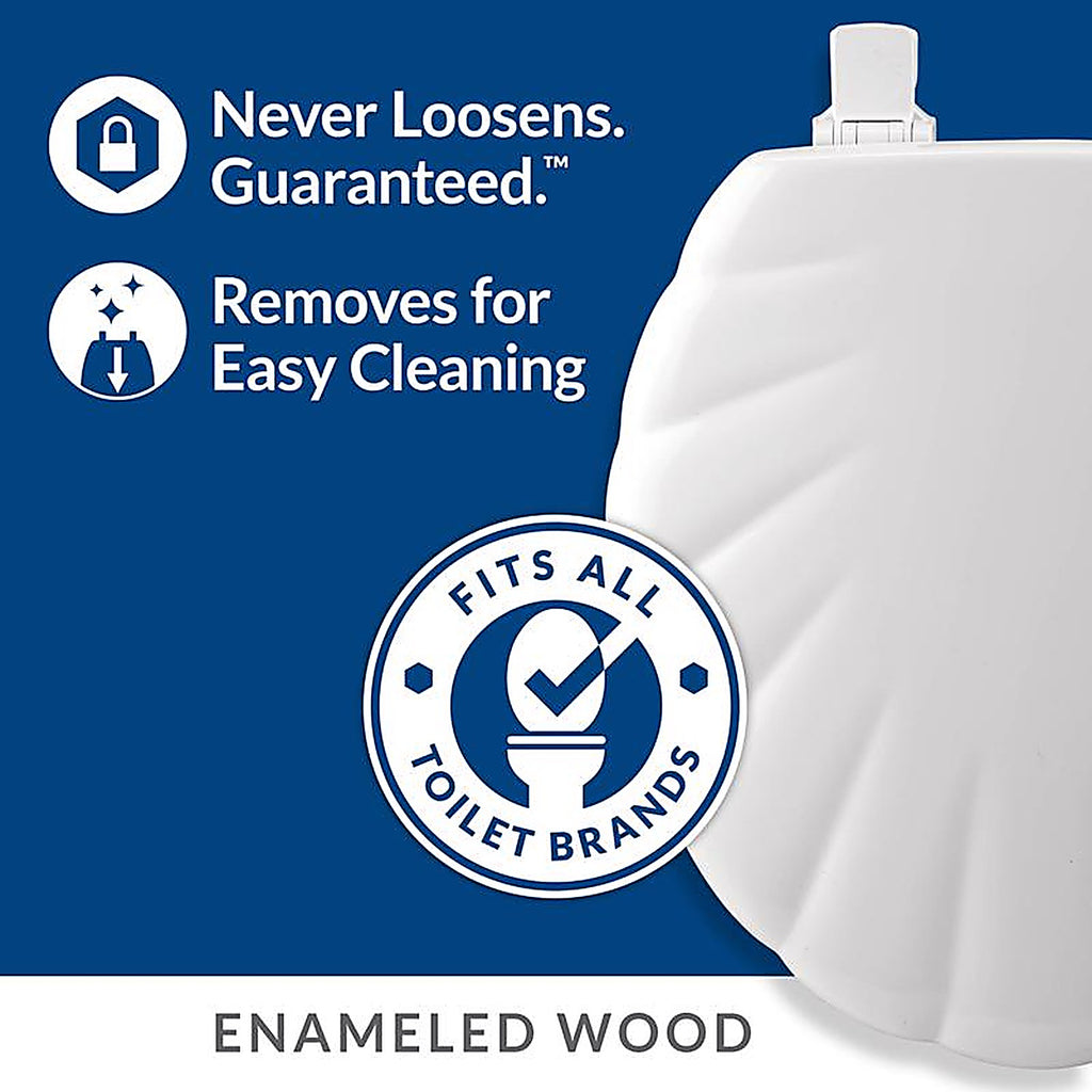 Bemis 22ECA 000 Mayfair Never Loosens Round White Molded Wood Toilet Seat