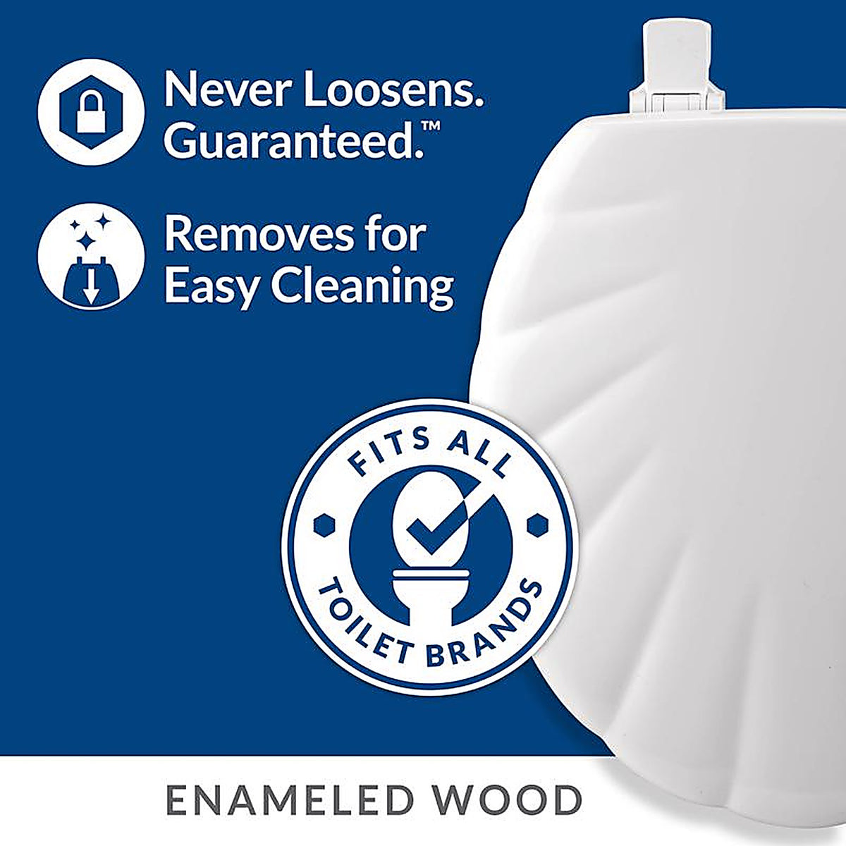 Bemis 22ECA 000 Mayfair Never Loosens Round White Molded Wood Toilet Seat