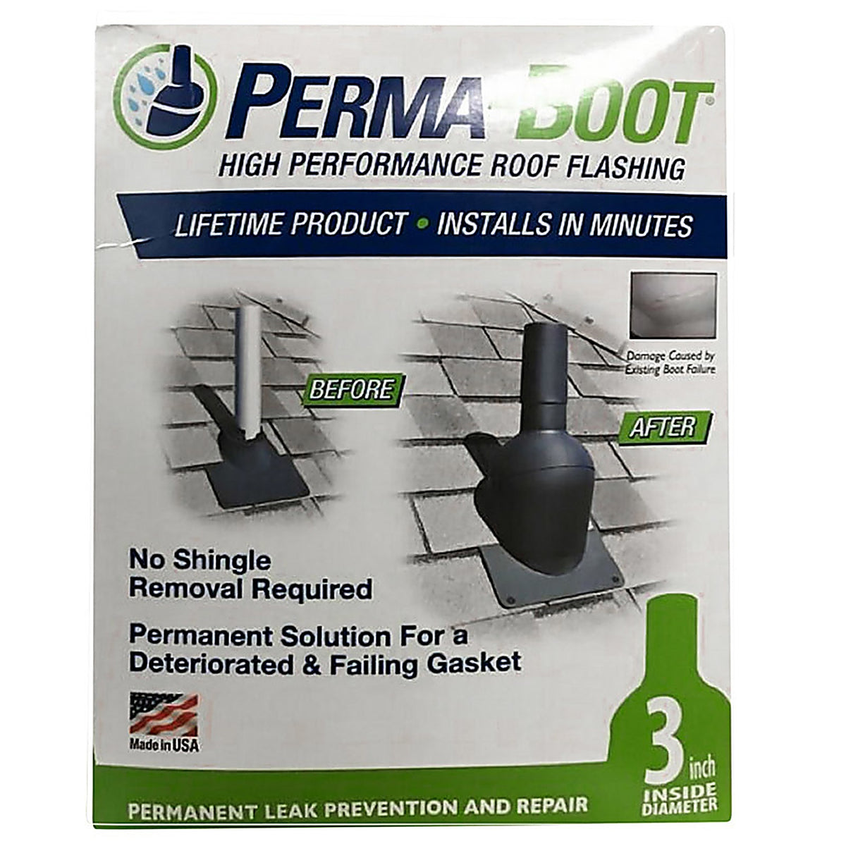 Perma-Boot 312-3N1 BLK 7-1/4 in. W x 8 in. L Plastic Roof Flashing Black