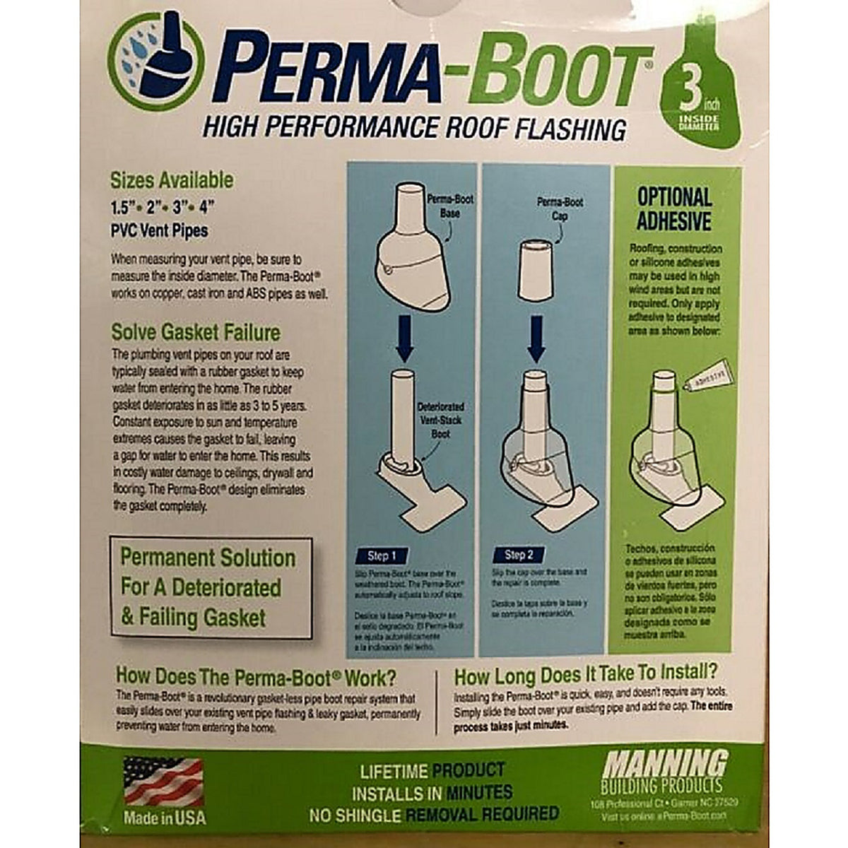 Perma-Boot 312-3N1 BLK 7-1/4 in. W x 8 in. L Plastic Roof Flashing Black