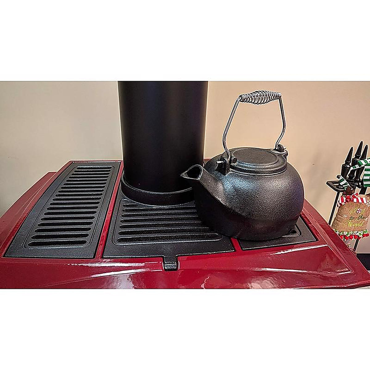 US Stove TK-02 Black Cast Iron 3 qt. Kettle Steamer