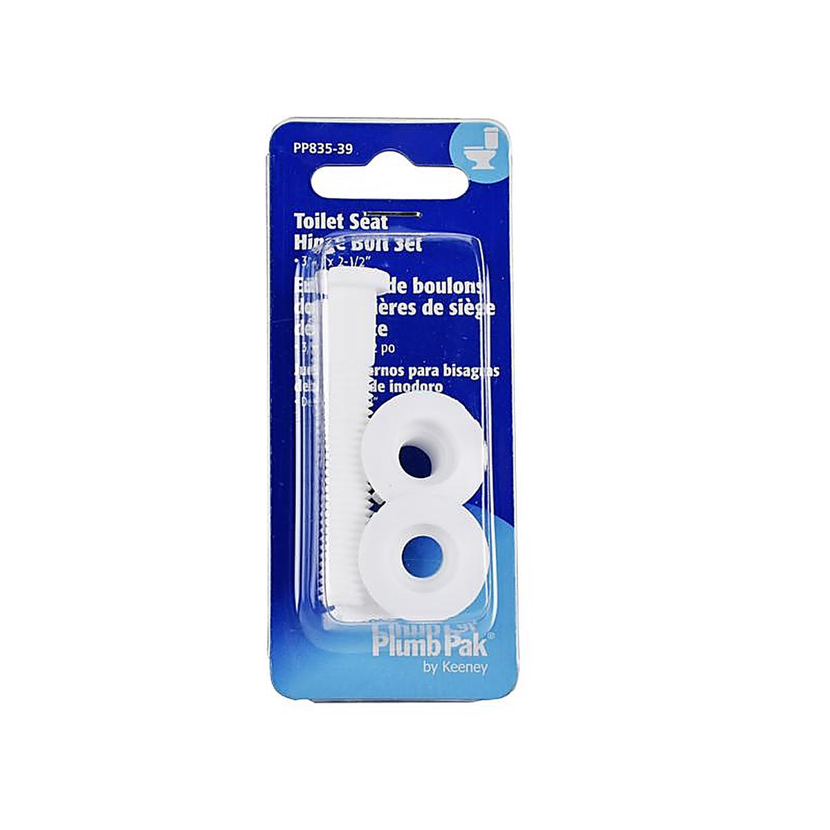 Plumb Pak PP835-39 Toilet Seat Hinge Bolts White Plastic For Universal