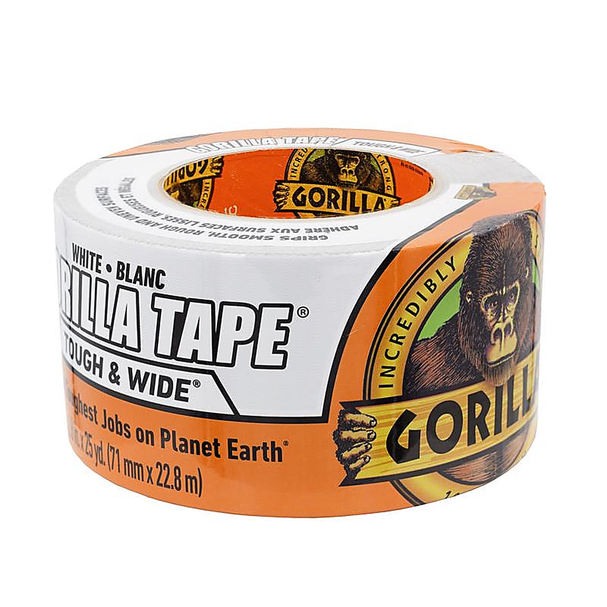 Gorilla 6025302 Tough & Wide 2.88 in. W x 25 yd. L White Duct Tape