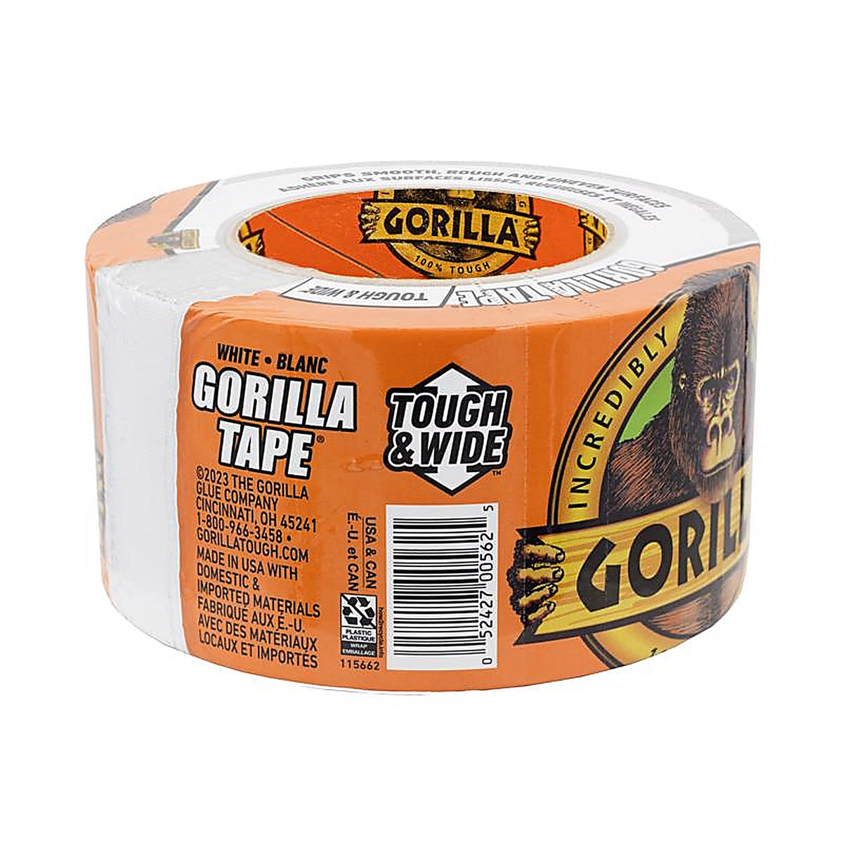 Gorilla 6025302 Tough & Wide 2.88 in. W x 25 yd. L White Duct Tape