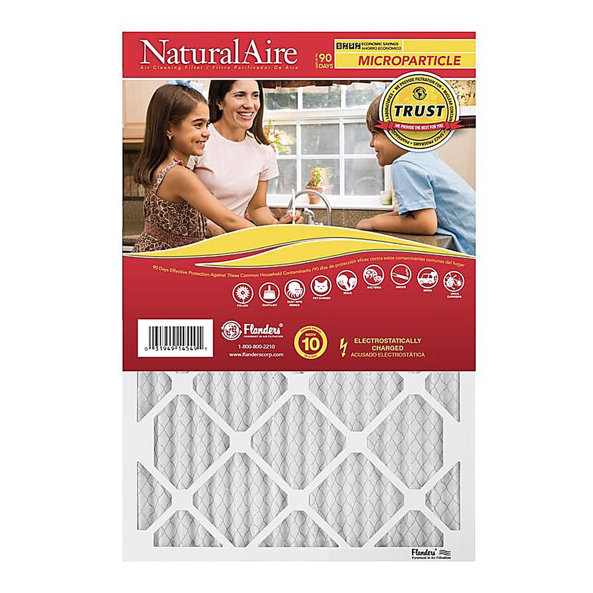 AAF Flanders 85256.01142 NaturalAire 14 in. W x 20 in. H x 1 in. D Synthetic 10 MERV Pleated Microparticle Air Filter
