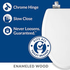Bemis 26CHSL-000 Mayfair Slow Close Round White Molded Wood Toilet Seat