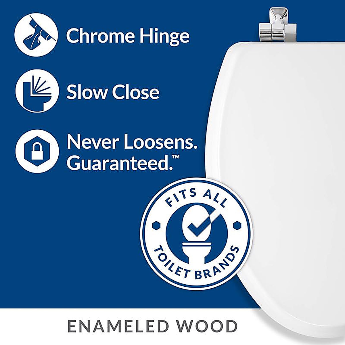 Bemis 26CHSL-000 Mayfair Slow Close Round White Molded Wood Toilet Seat