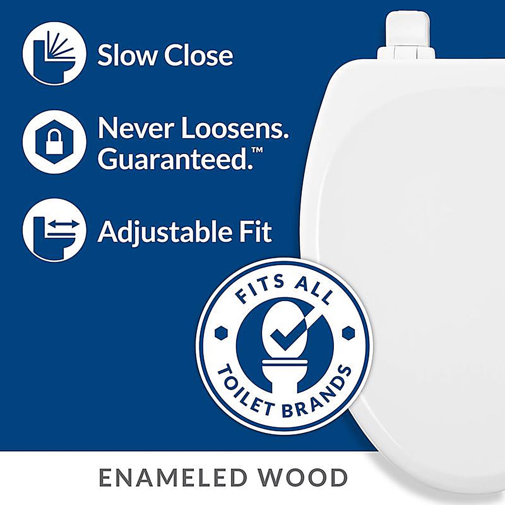 Bemis 43SLOW-000 Mayfair Slow Close Round White Molded Wood Toilet Seat