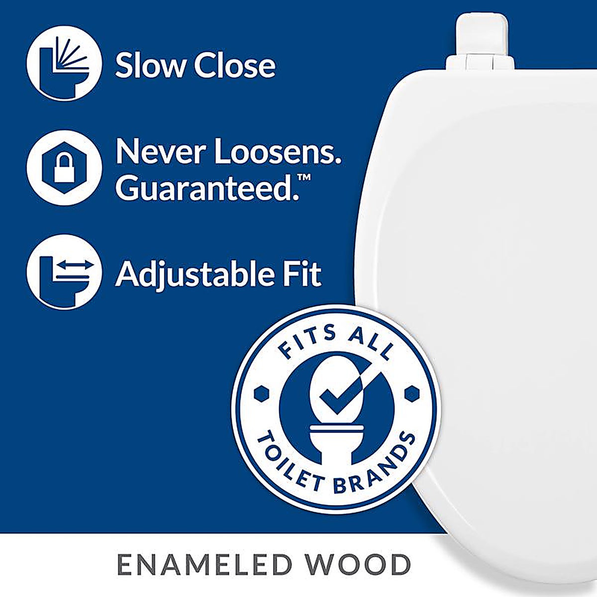 Bemis 43SLOW-000 Mayfair Slow Close Round White Molded Wood Toilet Seat