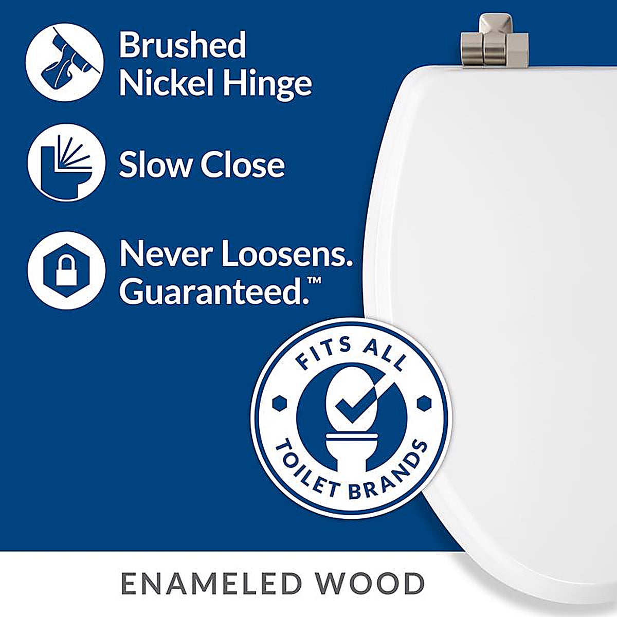 Bemis 26NISL-000 Mayfair Slow Close Round White Molded Wood Toilet Seat