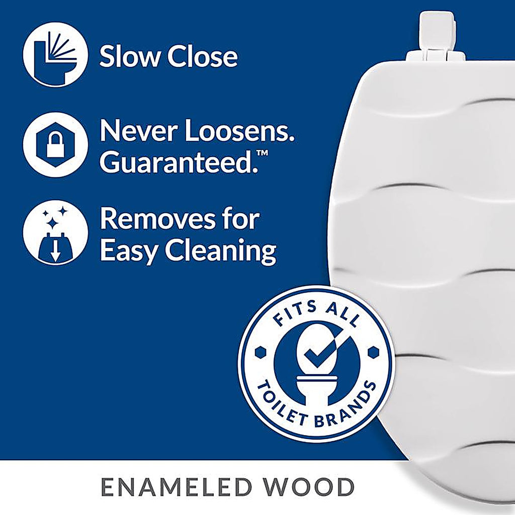Bemis 133SLOW-000 Mayfair Slow Close Elongated White Enameled Wood Toilet Seat