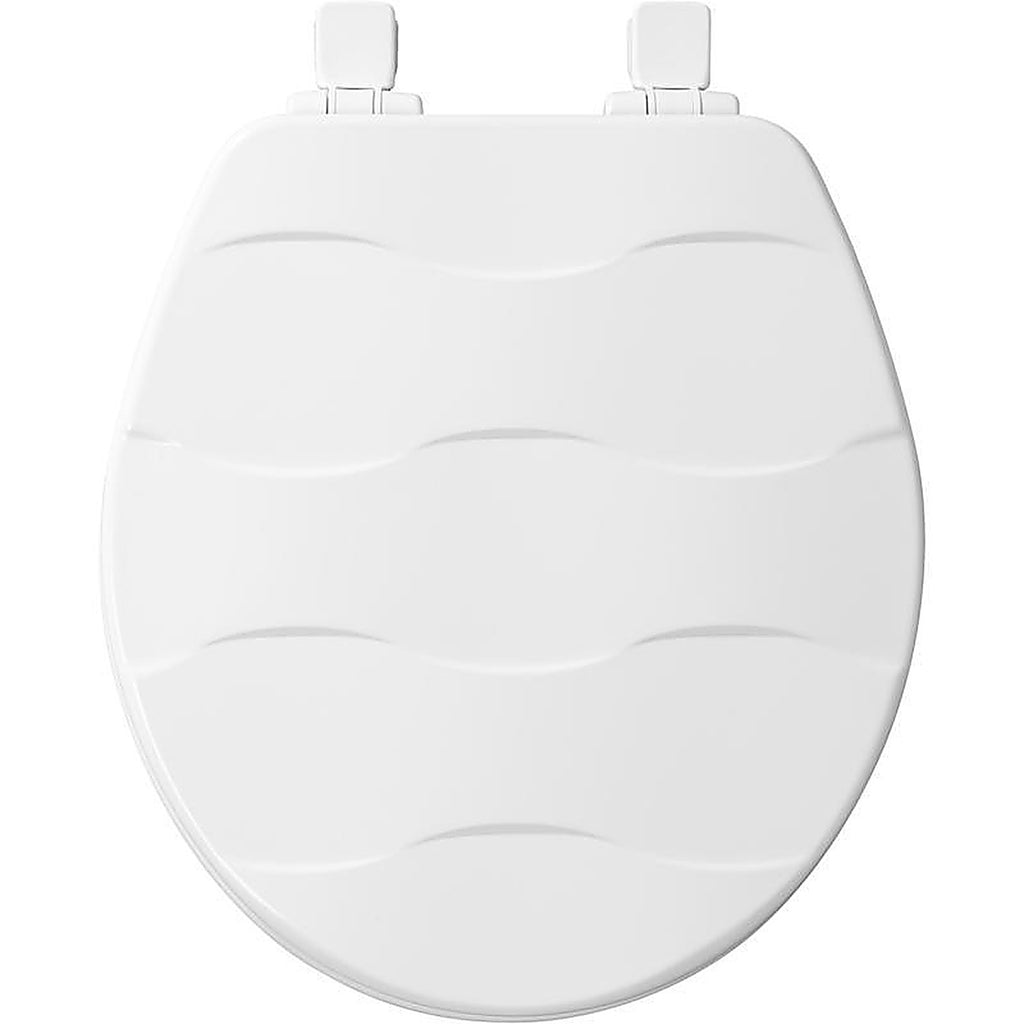 Bemis 33SLOW-000 Mayfair Basket Weave Slow Close Round White Enameled Wood Toilet Seat
