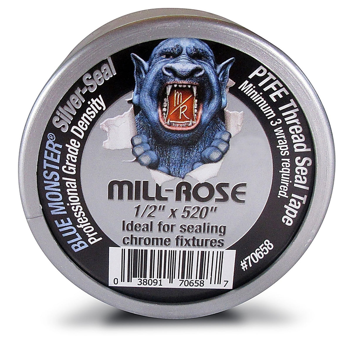 Blue Monster 70658 Silver 520 in. L x 1/2 in. W Thread Seal Tape