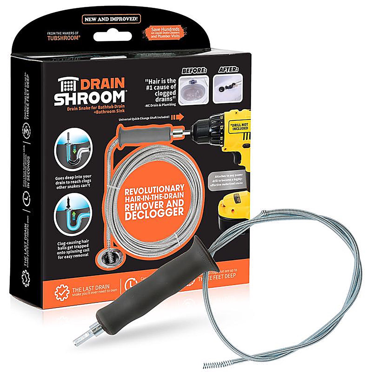 Tubshroom DSSNK070 3.5 ft. L Drain Snake