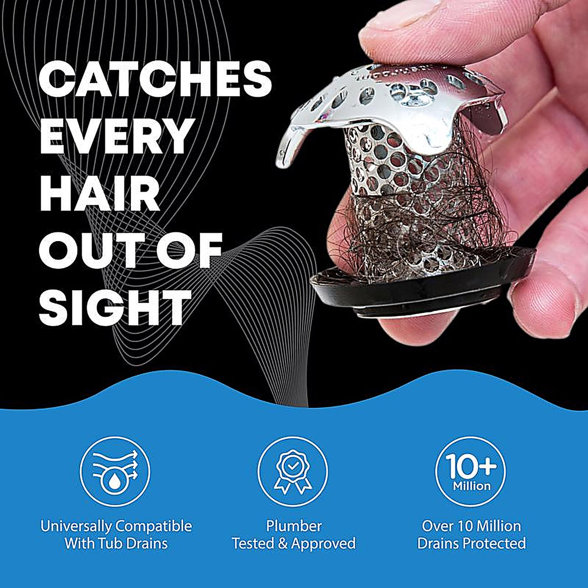 Tubshroom TSULT455 Ultra Edition 1.5 in. Chrome Stainless Steel Hair Catcher