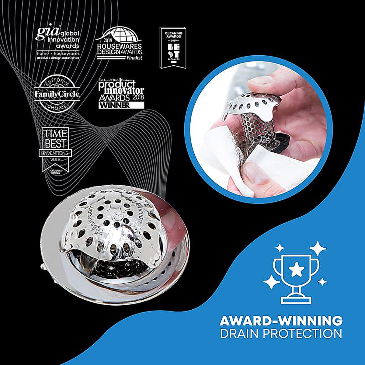 Tubshroom TSULT455 Ultra Edition 1.5 in. Chrome Stainless Steel Hair Catcher