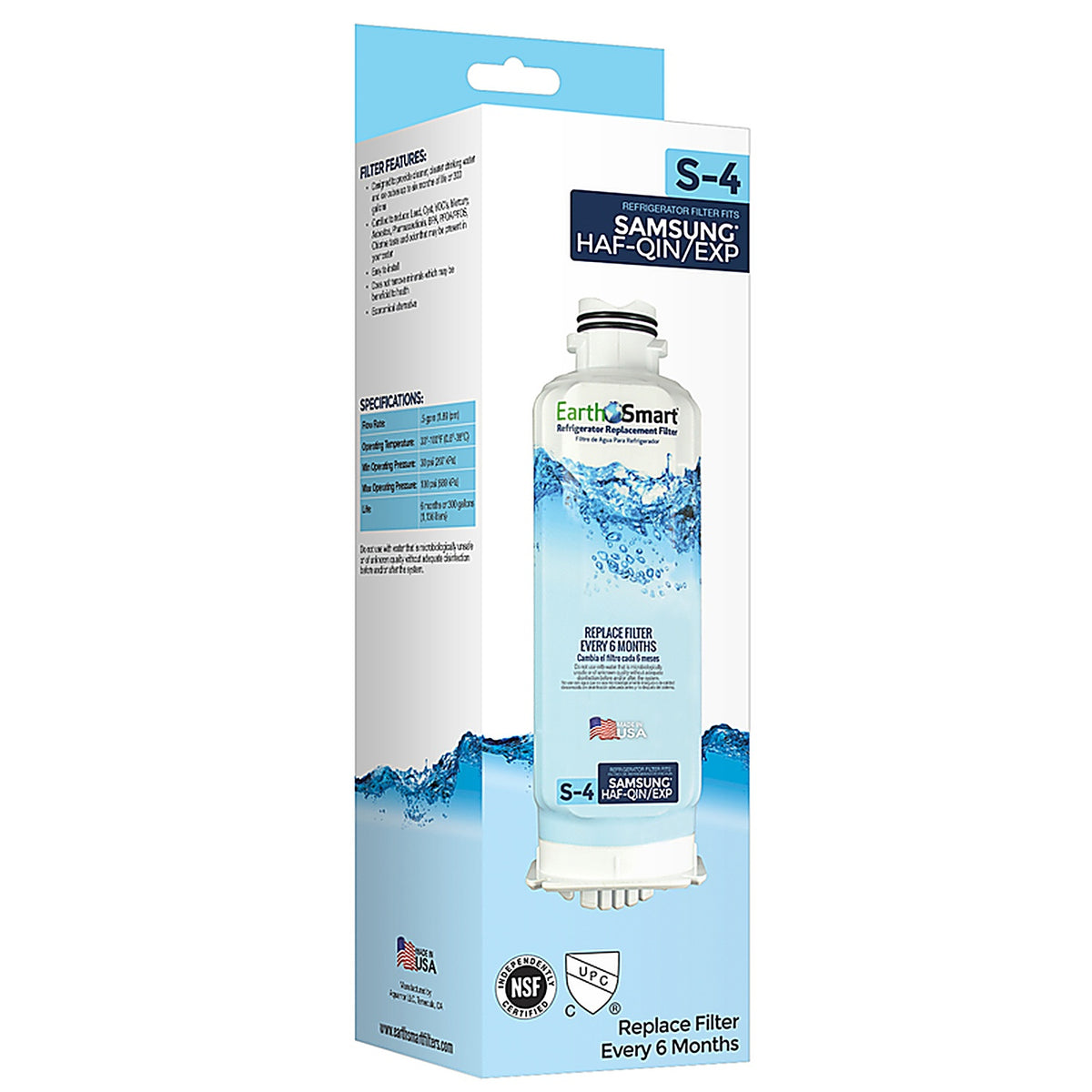 Earth Smart 102647 S-4 Refrigerator Replacement Filters For Samsung HAFQIN