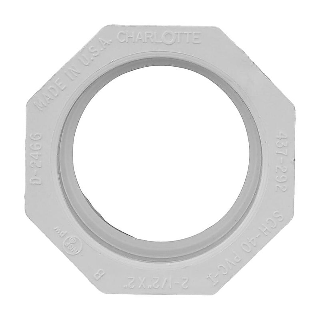 Charlotte Pipe PVC 02107 2600 Schedule 40 2-1/2 in. Spigot x 2 in. Dia. Slip PVC Reducing Bushing